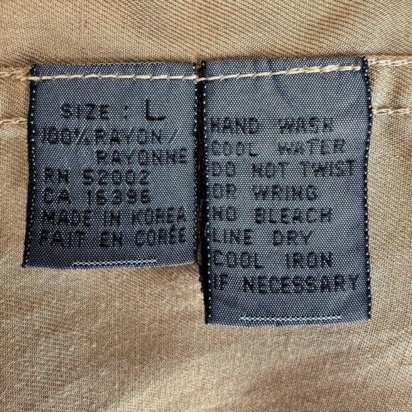 80s Vintage Lizwear Khaki Tan 100% Rayon Multi Pocket Safari Light Weight Jacket - Picture 10 of 14